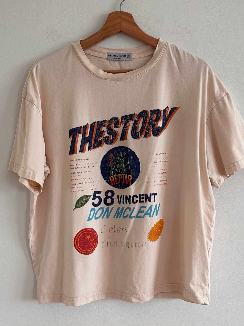Aelfric Eden the story graphic boxy cropped cotton t-shirt XS As-Is